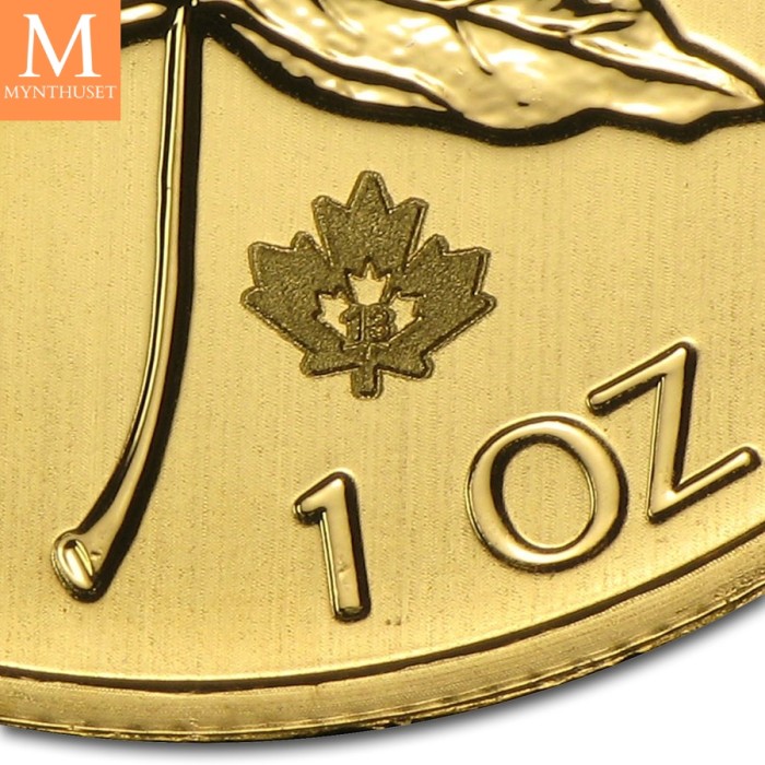 2013 Maple Leaf Gullmynt 1ozt i kapsel kvalitet BU