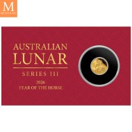 2026 0,5 gram (1/62 oz ) Gull Lunar III Year of the Horse proof bilistercard