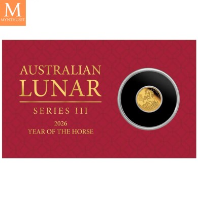 2026 0,5 gram (1/62 oz ) Gull Lunar III Year of the Horse proof bilistercard