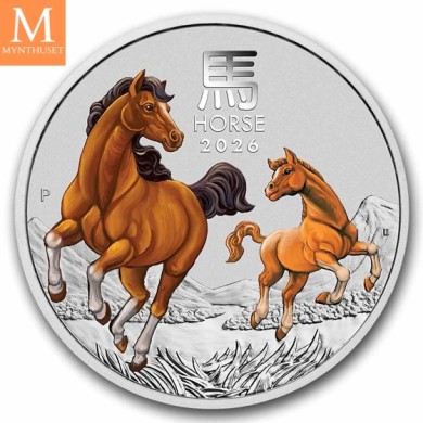 2026 Australia 1/2 oz FARGE sølv Lunar S3 Year of the Horse BU M/Kapsel