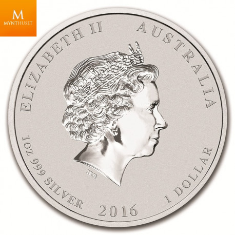 1 OZ 2016 AUSTRALIA MONKEY KING COLORIZED .999 sølv mynt i kvalitet BU