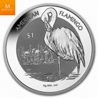 British Virgin Islands 2021 1 oz - Flamingo .999 Sølv i kvalitet BU i kapsel
