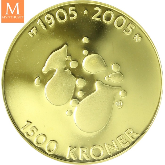 2004 1500 Kroner Gull unionsoppløsningen 100 år Olje 1/2 Oz Gull