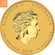 2014 Australia 1/10 oz Gull Lunar S2 Year of the Horse Kvalitet BU i Kapsel