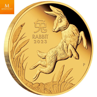 NYHET! Australia 2023 1 oz Gull Lunar S3 «Year of the Rabbit» Proof med Etui & COA