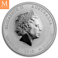 2018 Australia1 kilo Silver Lunar Serie II DOG Kvalitet BU i kapsel