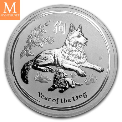 2018 Australia1 kilo Silver Lunar Serie II DOG Kvalitet BU i kapsel
