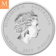 2017 Australia1 kilo Silver Lunar Serie II ROOSTER Kvalitet BU i kapsel