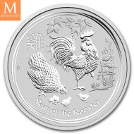 2017 Australia1 kilo Silver Lunar Serie II ROOSTER Kvalitet BU i kapsel