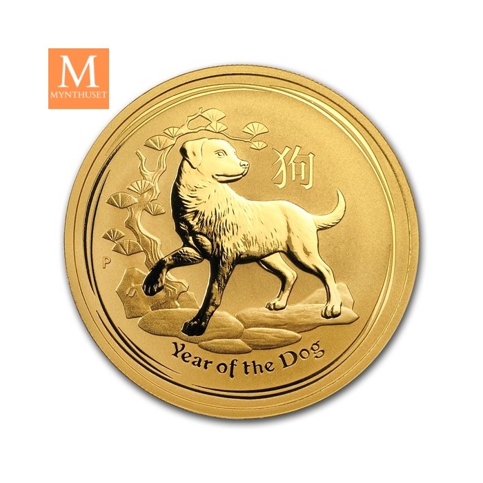2018 Australia 1 oz Gull Lunar Series 2 Year of the DOG kvalitet BU i kapsel