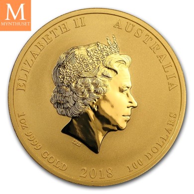 2018 Australia 1 oz Gull Lunar Series 2 Year of the DOG kvalitet BU i kapsel