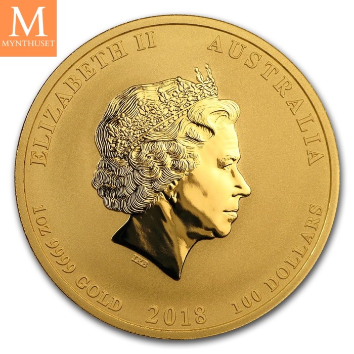 2018 Australia 1 oz Gull Lunar Series 2 Year of the DOG kvalitet BU i kapsel