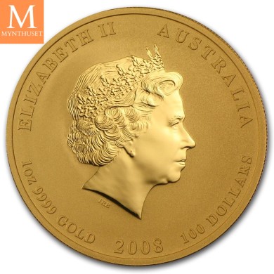 2008 Australia 1 oz Gull Lunar Series 2 Year of the Mouse kvalitet BU i kapsel