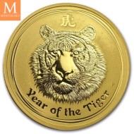 Australia 2010 1/2 oz Gull Lunar S2 Year of the Tiger kvalitet BU i kapsel LAVT OPPLAG