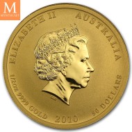 Australia 2010 1/2 oz Gull Lunar S2 Year of the Tiger kvalitet BU i kapsel LAVT OPPLAG