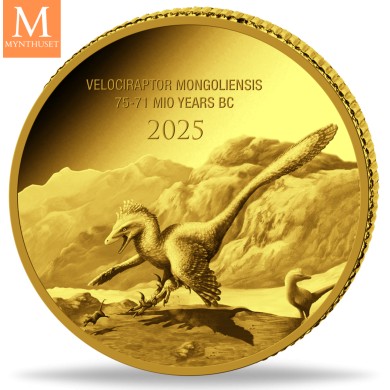 2025 KONGO Velociraptor 0,5 GRAM GULL PREHISTORIC LIFE II PROOF I KAPSEL