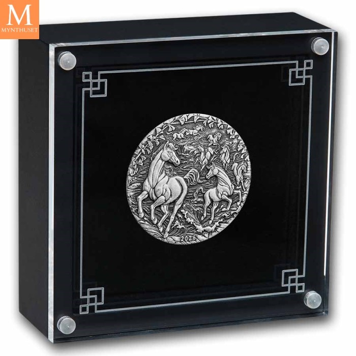 2026 Australia 2 oz Sølv Lunar S3 Year of the Horse Antiqued med skrin og enkhetsbevis