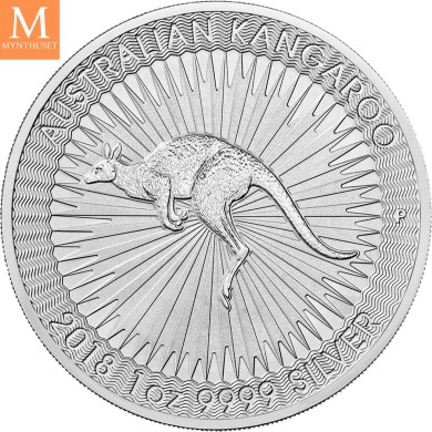 2018 Australia Tube Sølv Kangaroo 25 stk 1 oz  BU i tube (25 ozt)