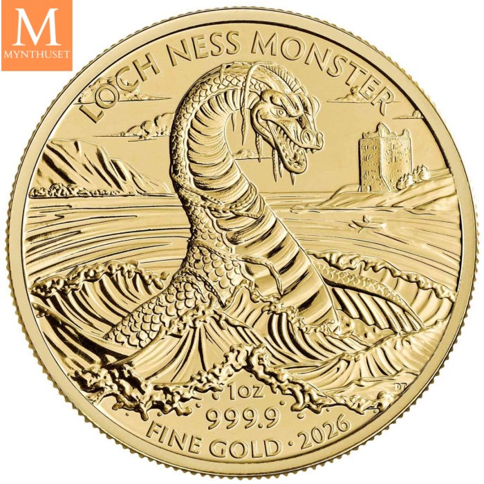 2026 Storbritannia 1 oz Gull Lock Ness Monster kvalitet BU i Kapsel