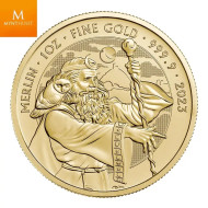 2023 Storbritannia 1 oz Gull Myths and Legends Merlin kvalitet BU i Kapsel