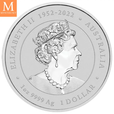 2024 Australia 1 oz Sølv Lunar S3 Year of the Dragon Farget hvit BU M/Kapsel