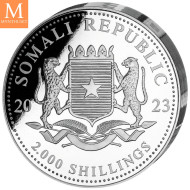 2023 Somalia 1 kilo Sølv Elephant JUBILEE UTGAVE i kvalitet proof med skrin og coa