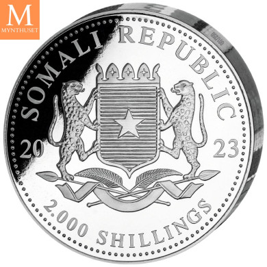 2023 Somalia 1 kilo Sølv Elephant JUBILEE UTGAVE i kvalitet proof med skrin og coa