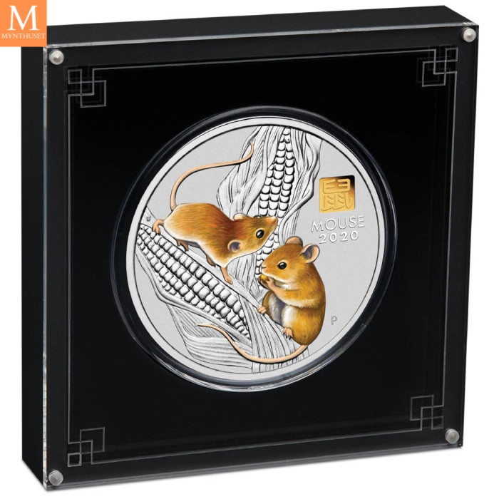 2020 Australia YEAR OF THE  MOUSE 30 DOLLAR 1 KILO  LUNAR III MED GULL "PRIVY MARK" KVALITET BU