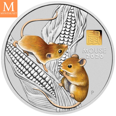 2020 Australia YEAR OF THE  MOUSE 30 DOLLAR 1 KILO  LUNAR III MED GULL "PRIVY MARK" KVALITET BU