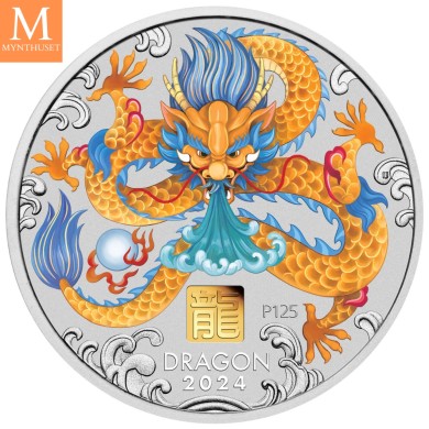 2024 Australia YEAR OF THE  DRAGON 30 DOLLAR 1 KILO  LUNAR III MED GULL "PRIVY MARK" KVALITET BU