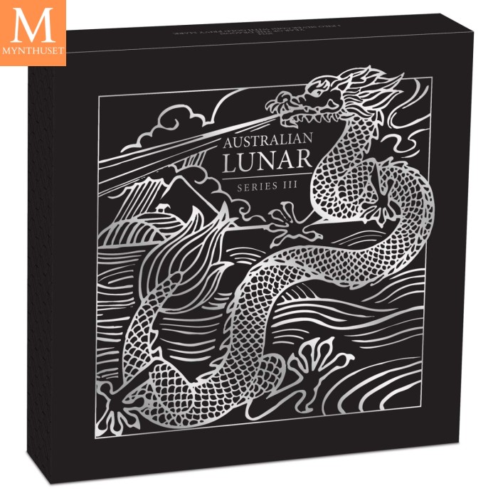 2024 Australia YEAR OF THE  DRAGON 30 DOLLAR 1 KILO  LUNAR III MED GULL "PRIVY MARK" KVALITET BU