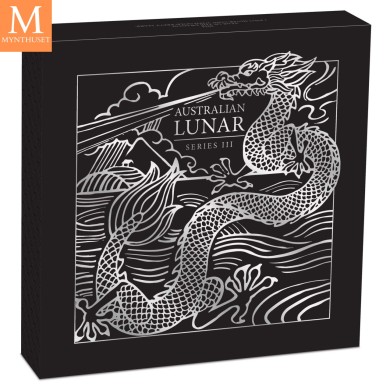 2024 Australia YEAR OF THE  DRAGON 30 DOLLAR 1 KILO  LUNAR III MED GULL "PRIVY MARK" KVALITET BU