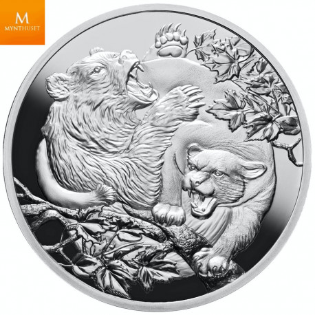 Niue 2022 COUGAR & BEAR  1 OZ SØLV I KVALITET BU M/KAPSEL