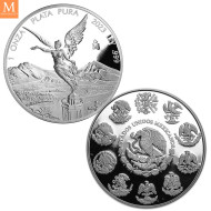 2023 Mexico 1,9 oz Sølv 5 mynter Libertad Proof sett M/Etui & COA