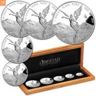 2024 Mexico Libertad sett med 5 stk sølvmynter i kvalitet proof CASA DE MONEDA DE MEXICO