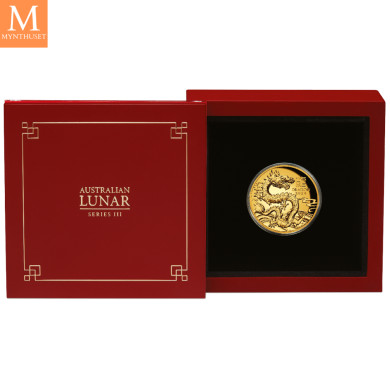 2024 Australia YEAR OF THE DRAGON 1 OZ  GULL LUNAR SERIE 3 KVALITET PROOF HIGH RELIEF