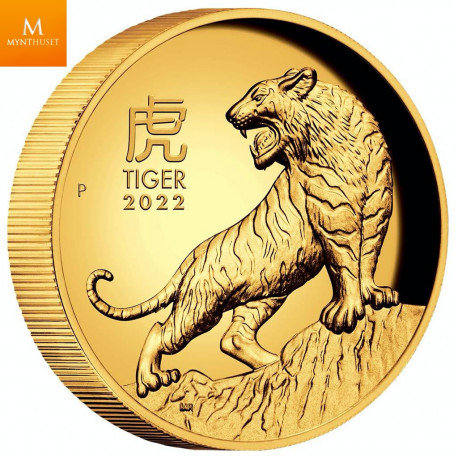 SJELDEN! Australia 2022 YEAR OF THE TIGER 1 OZ  GULL LUNAR SERIE 3 KVALITET PROOF HIGH RELIEF