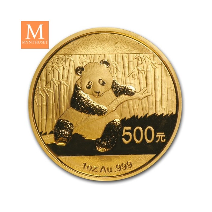 2014 China 1 oz Gold Panda kvalitet BU i orginal forseglet plast