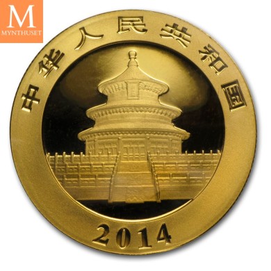 2014 China 1 oz Gold Panda kvalitet BU i orginal forseglet plast
