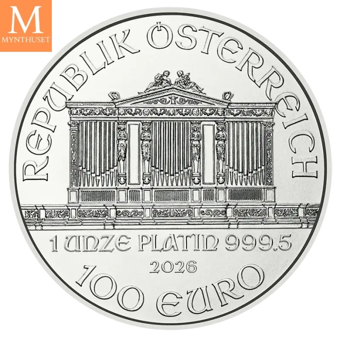 TUBE 10 stk 2026 AUSTRIAN PHILHARMONIKER 1 OZ PLATINUM
