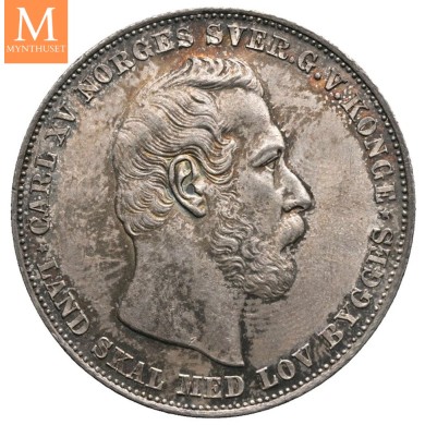 Speciedaler 1865 Carl XV Kv 0 Nydelig!