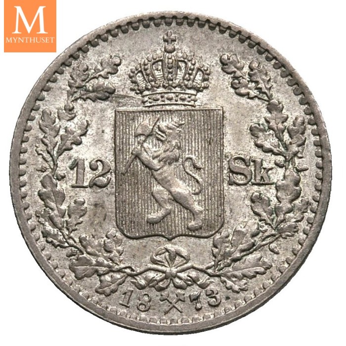 12 skilling 1873 Oscar II Kv 0