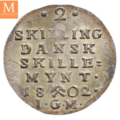 2 skilling 1802 Christian VII Kv 0