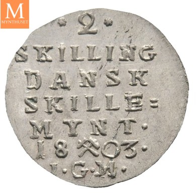 2 skilling 1803 variant Christian VII Kv 0