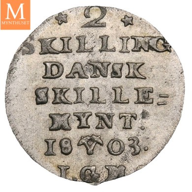 2 skilling 1803 variant Christian VII Kv 0