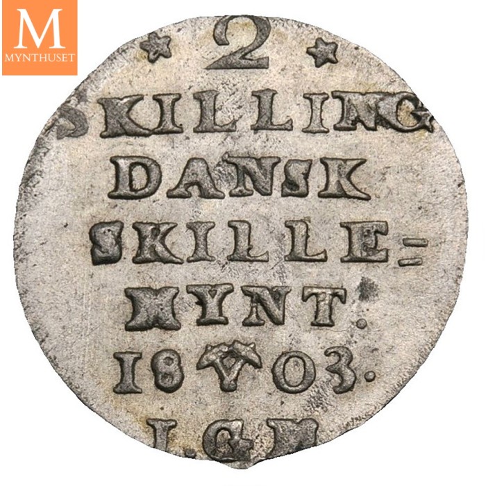 2 skilling 1803 variant Christian VII Kv 0