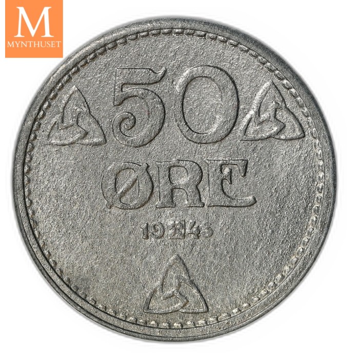 50 øre 1945 Zink kvalitet 0 Ex Roschberg