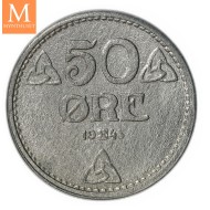 50 øre 1945 Zink kvalitet 0 Ex Roschberg