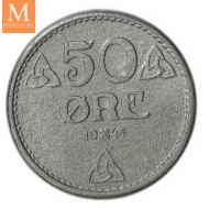 50 øre 1945 Zink kvalitet 0 Ex Roschberg
