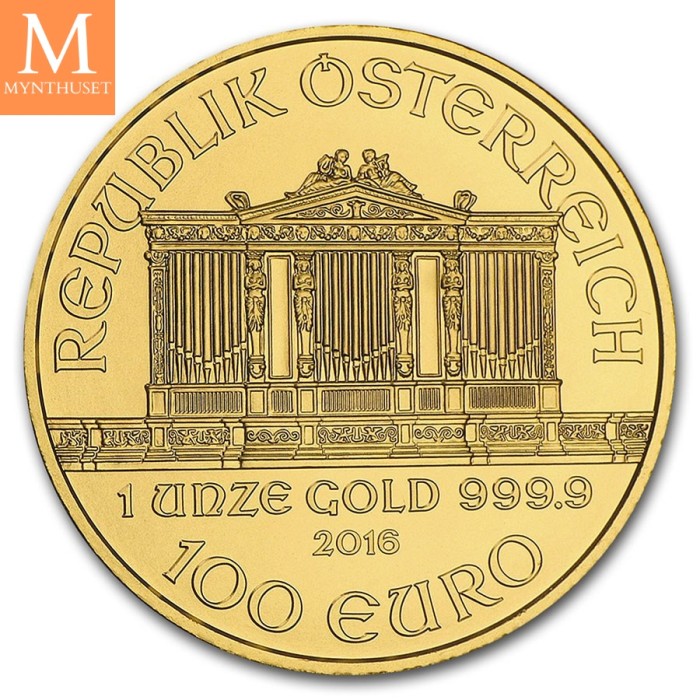 2016 Østerrike 1 oz Gull Philharmoniker BU i kapsel